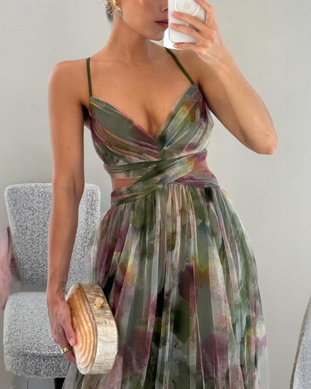 Alessandra | Abito maxi floreale in chiffon