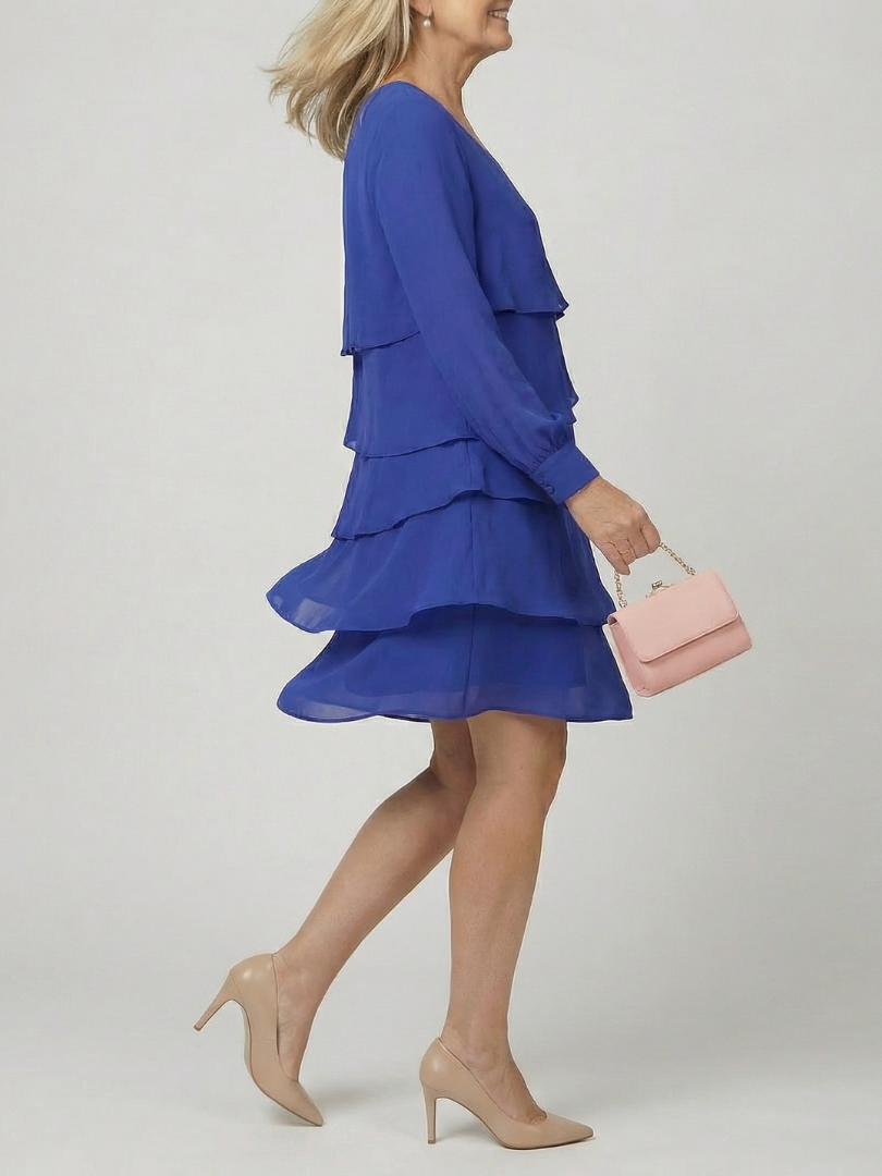 Beatrice | Abito midi a balze dal fascino elegante