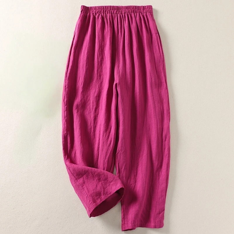 Amalia | Pantaloni fluidi in misto lino