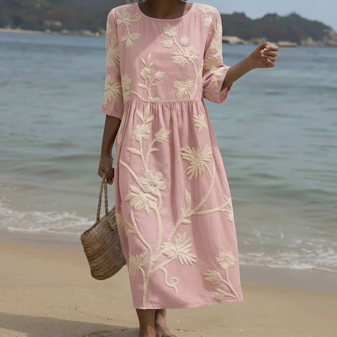 Vittoria | Abito midi con ricami floreali eleganti