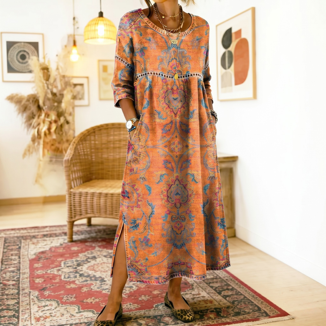 Eugenia | Abito midi con stampa ornamentale