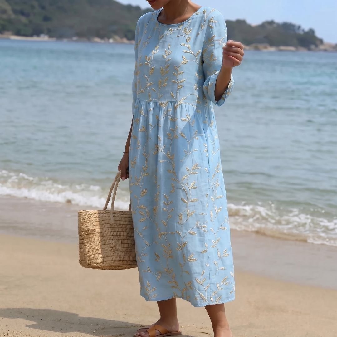 Allegra | Abito midi con ricami botanici eleganti