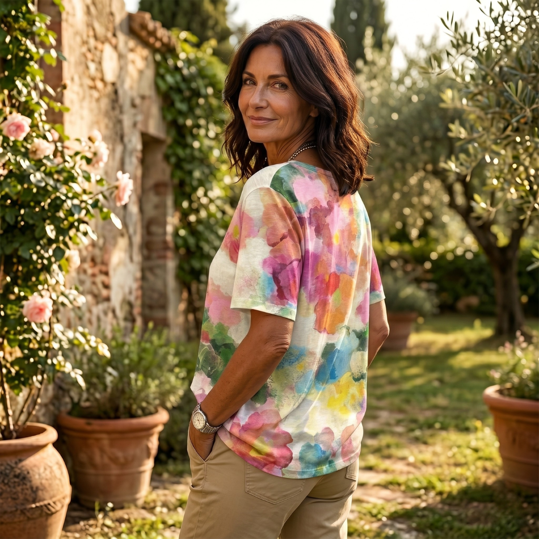Aurora | Blusa artistica con stampa acquerello