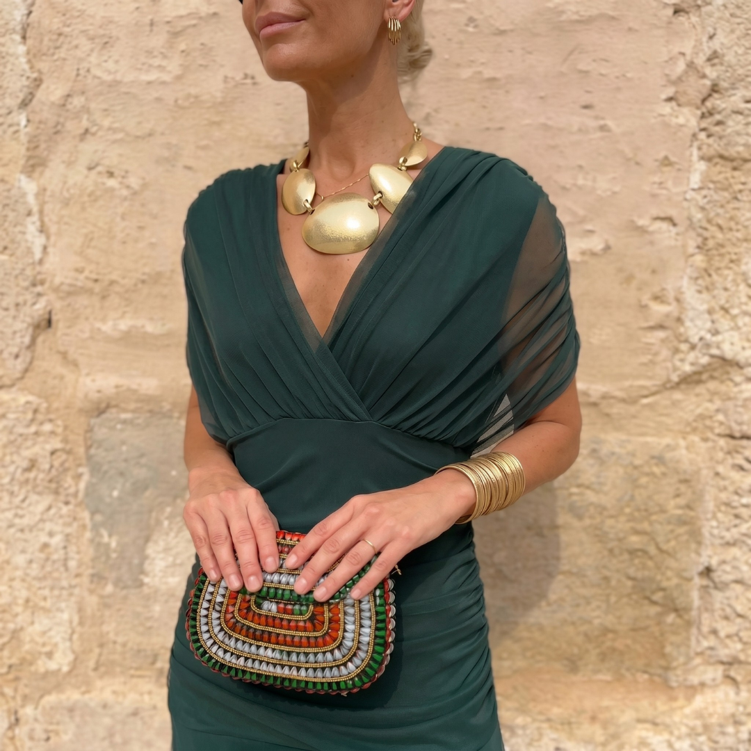 Louise™ – Abito lungo elegante con scollo a V e vestibilità fluida