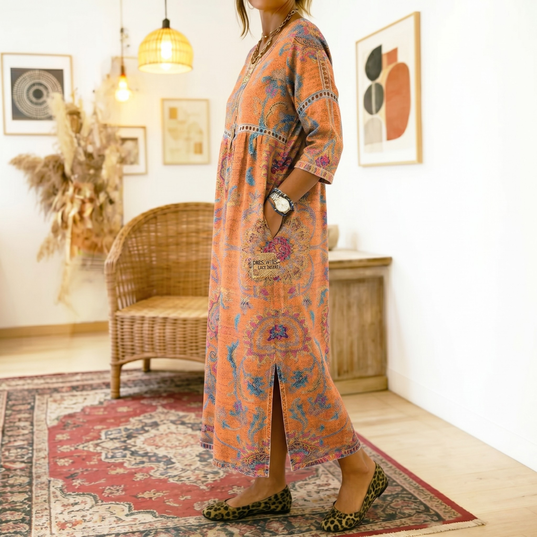 Eugenia | Abito midi con stampa ornamentale
