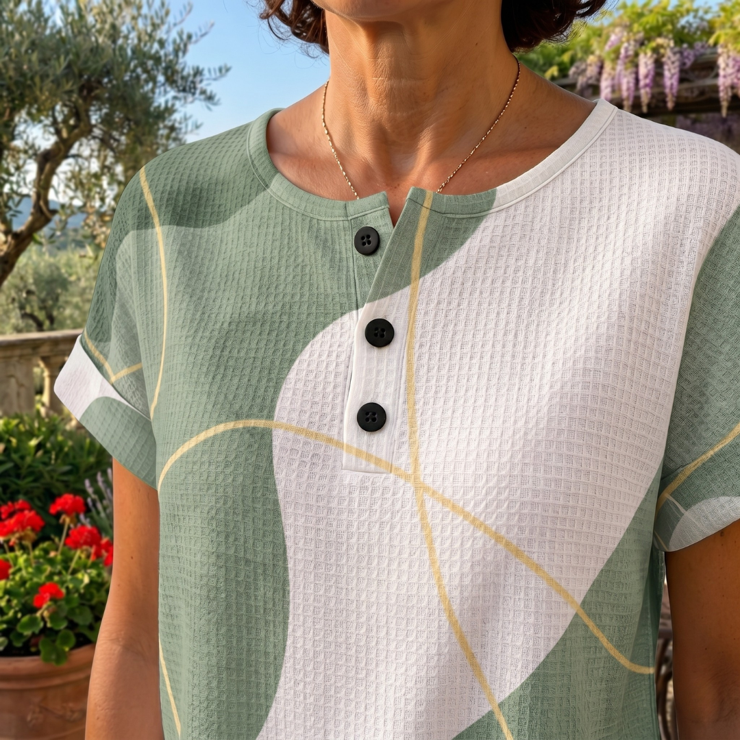 Elvira | Blusa morbida con stampa artistica elegante