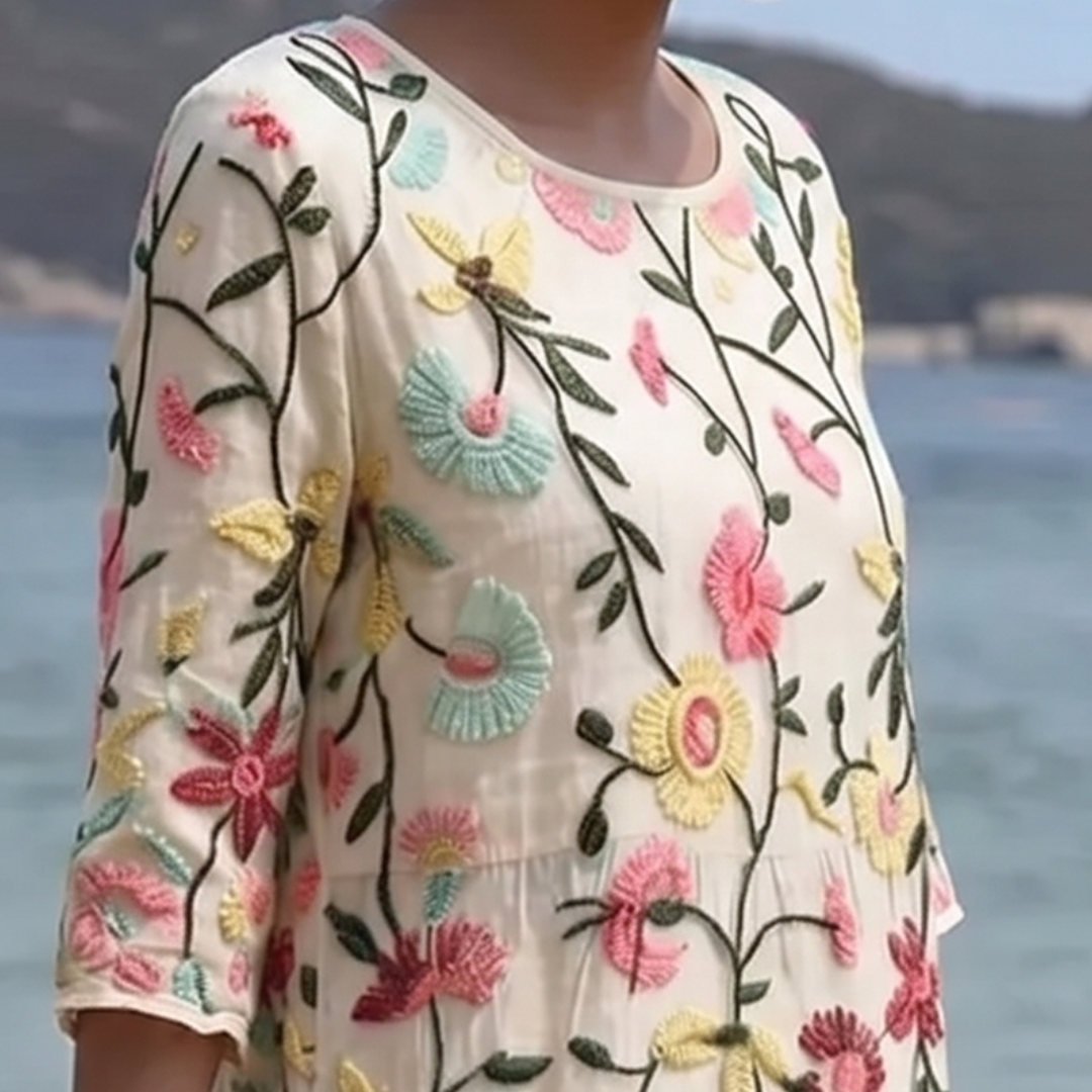 Camilla | Abito midi con ricami floreali