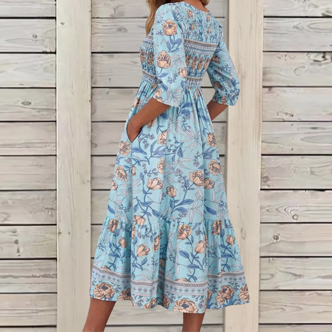 Serena | Abito midi floreale dai toni pastello