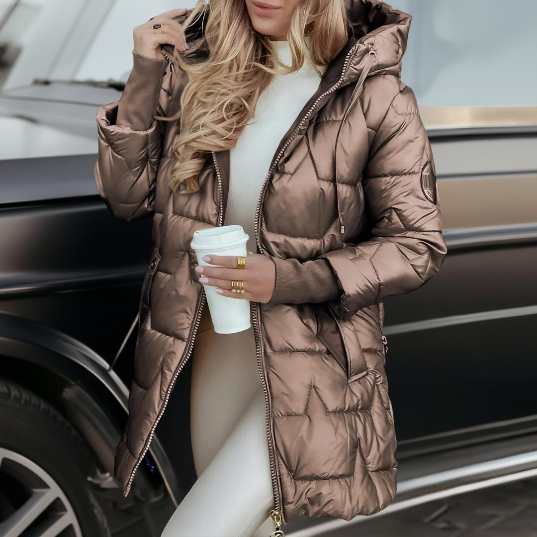 Aurora™ | Cappotto invernale elegante con cappuccio e imbottitura