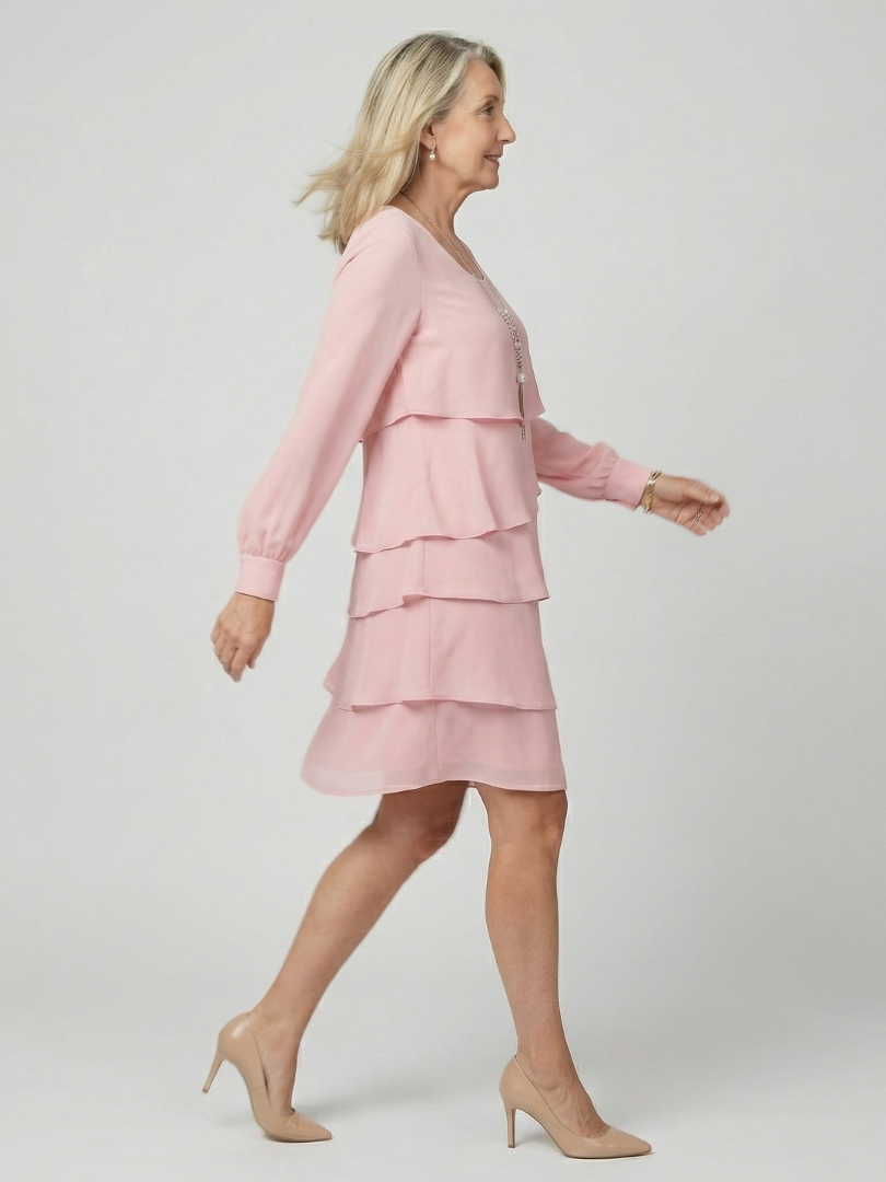 Beatrice | Abito midi a balze dal fascino elegante