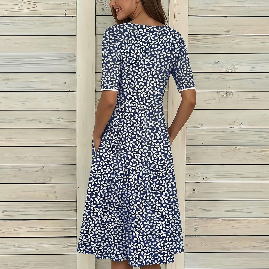 Camilla | Abito midi con stampa floreale delicata