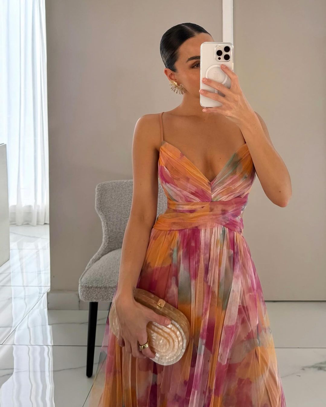 Alessandra | Abito maxi floreale in chiffon