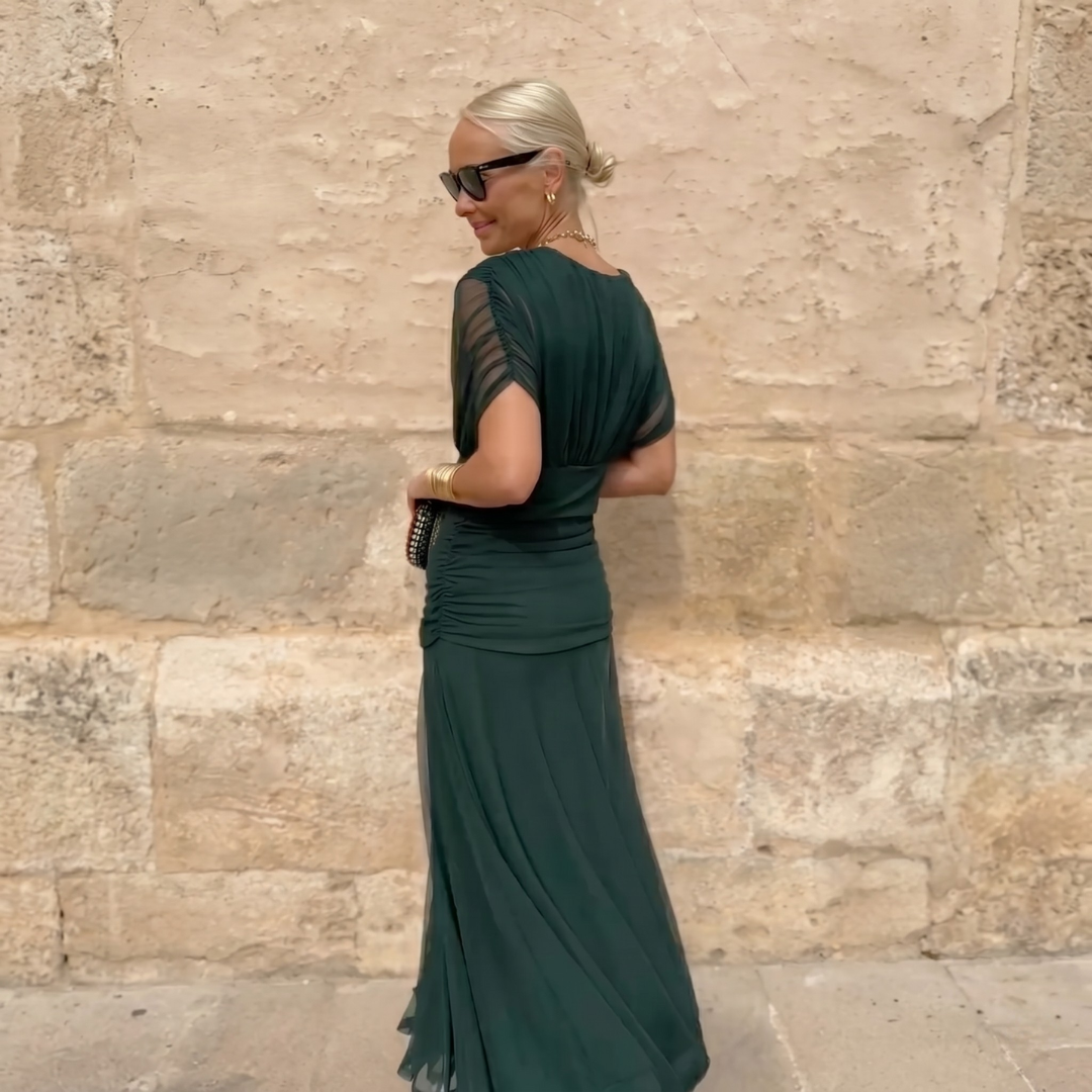Louise™ – Abito lungo elegante con scollo a V e vestibilità fluida