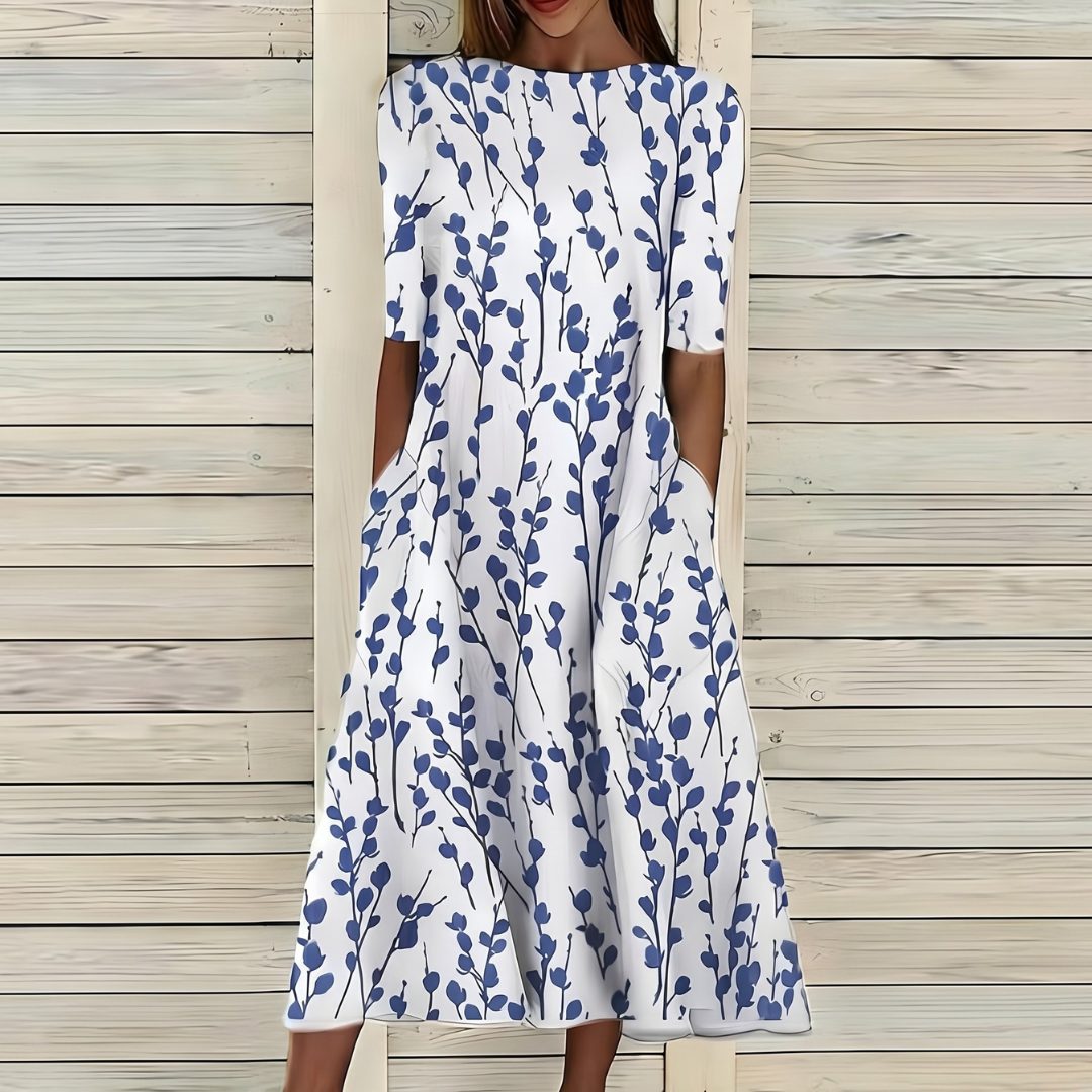 Camilla | Abito midi con stampa floreale delicata
