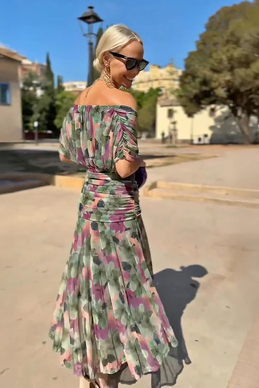 Louise™ – Abito lungo elegante con scollo a V e vestibilità fluida