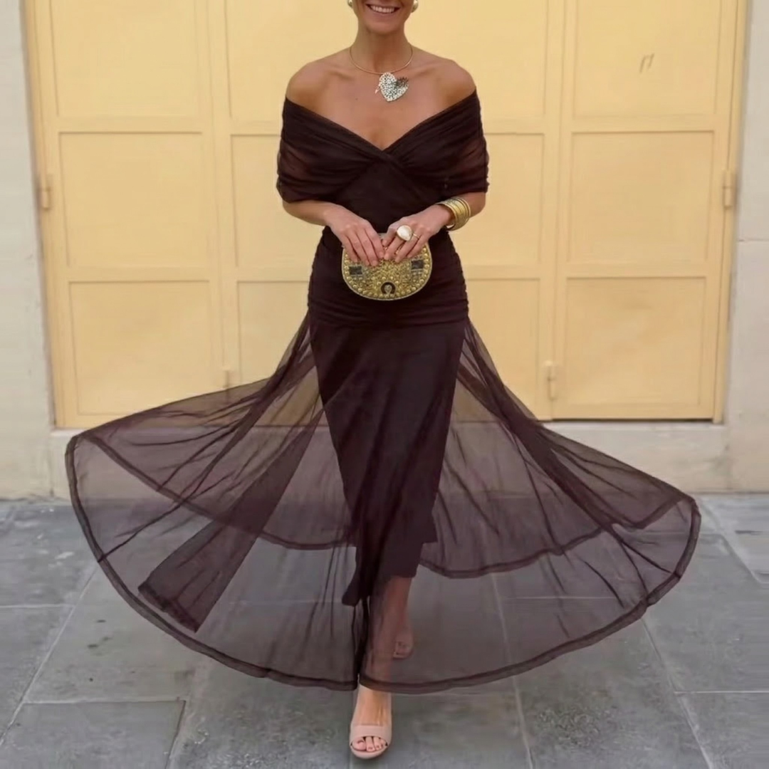 Louise™ – Abito lungo elegante con scollo a V e vestibilità fluida
