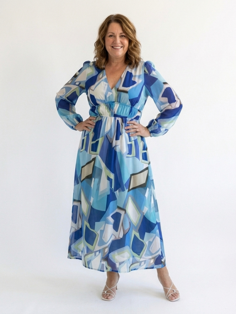 Ginevra | Abito maxi floreale con maniche lunghe