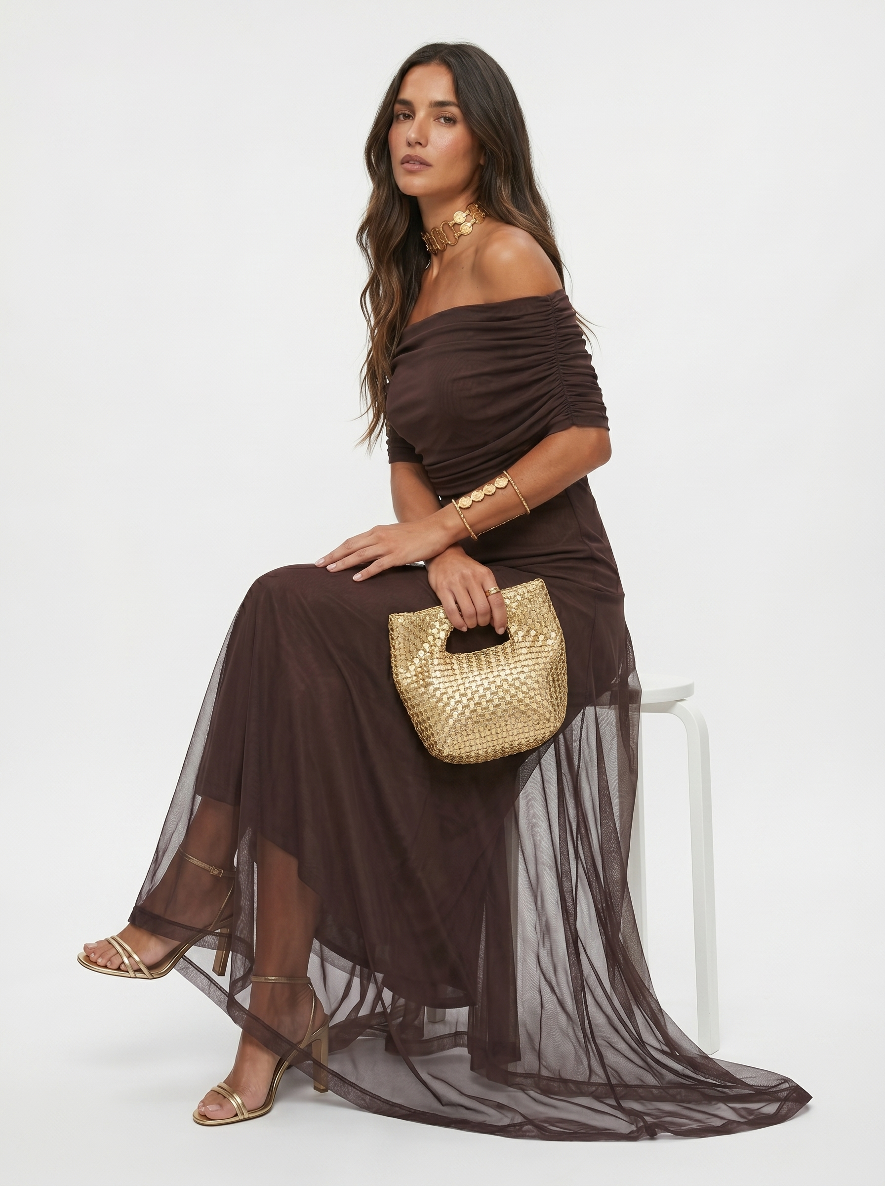 Caterina | Abito maxi elegante con spalle scoperte