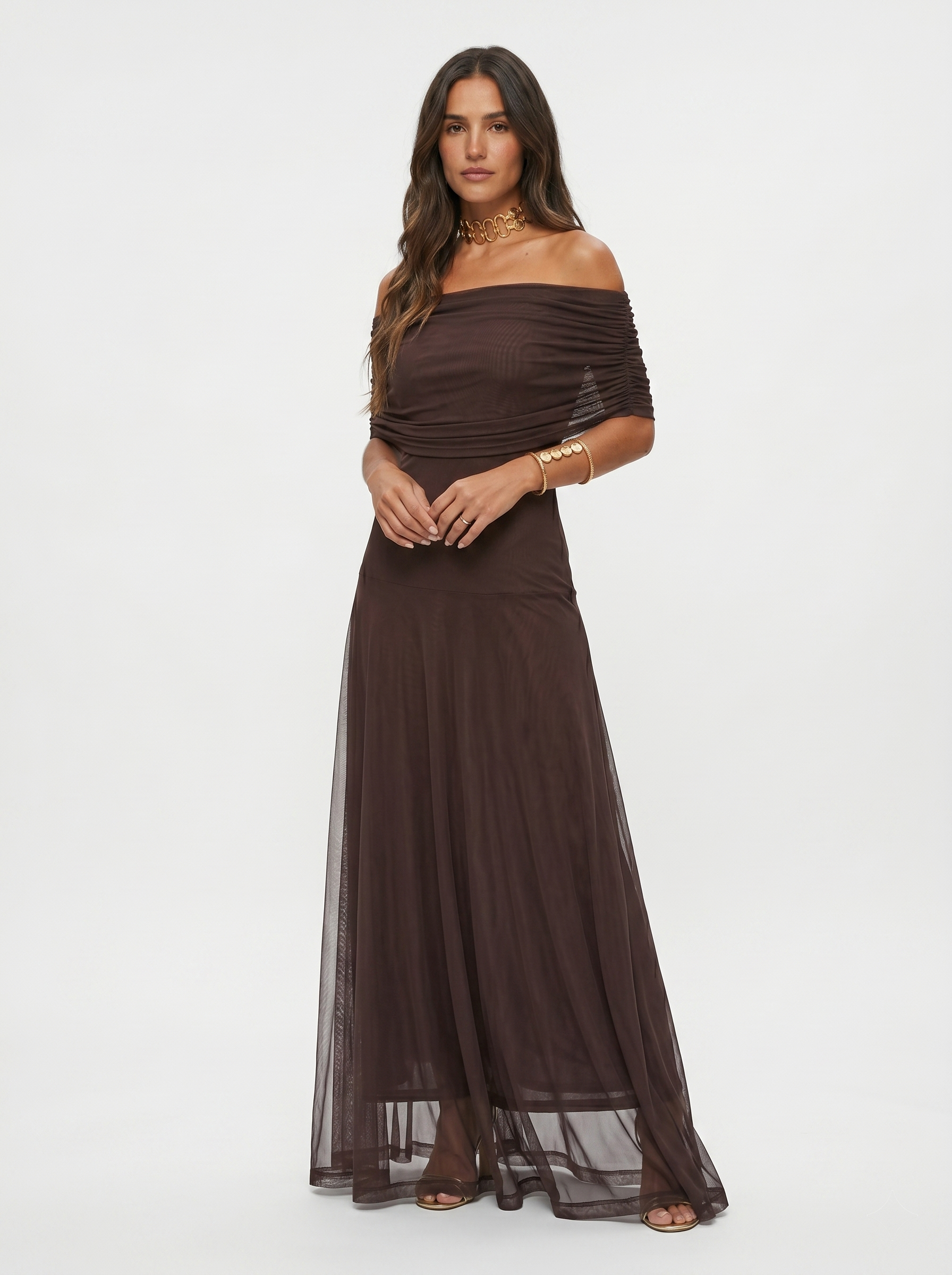 Caterina | Abito maxi elegante con spalle scoperte