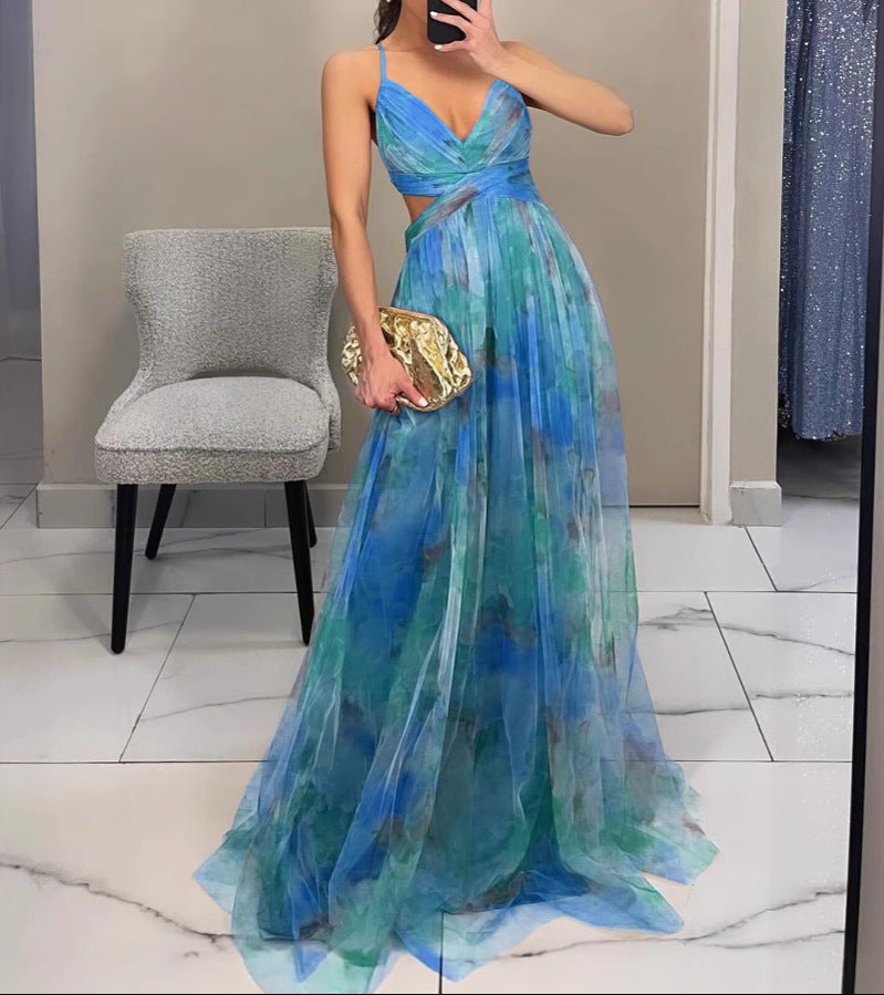 Alessandra | Abito maxi floreale in chiffon