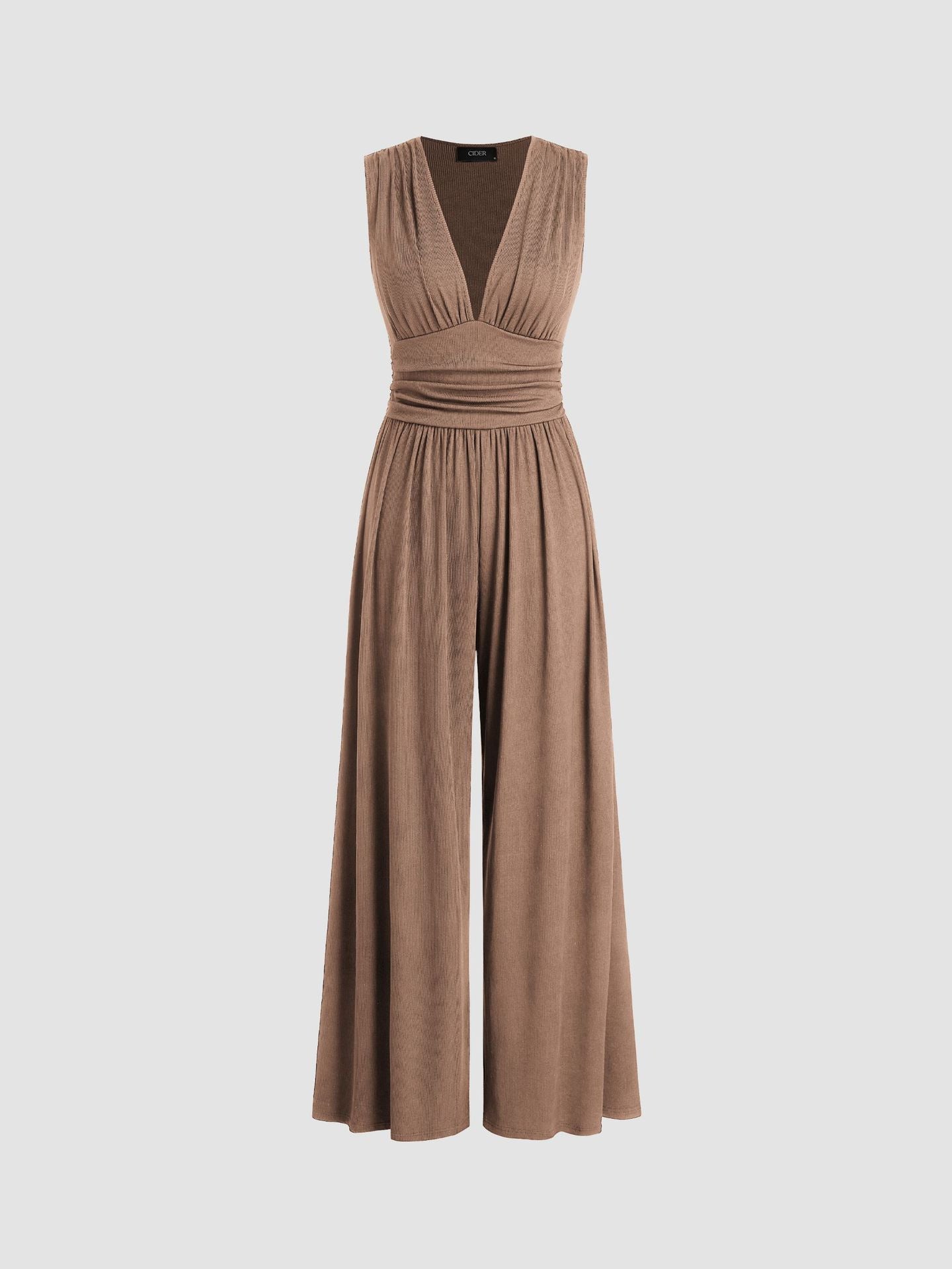 Alessandra | Tuta elegante con scollo a V e gamba ampia
