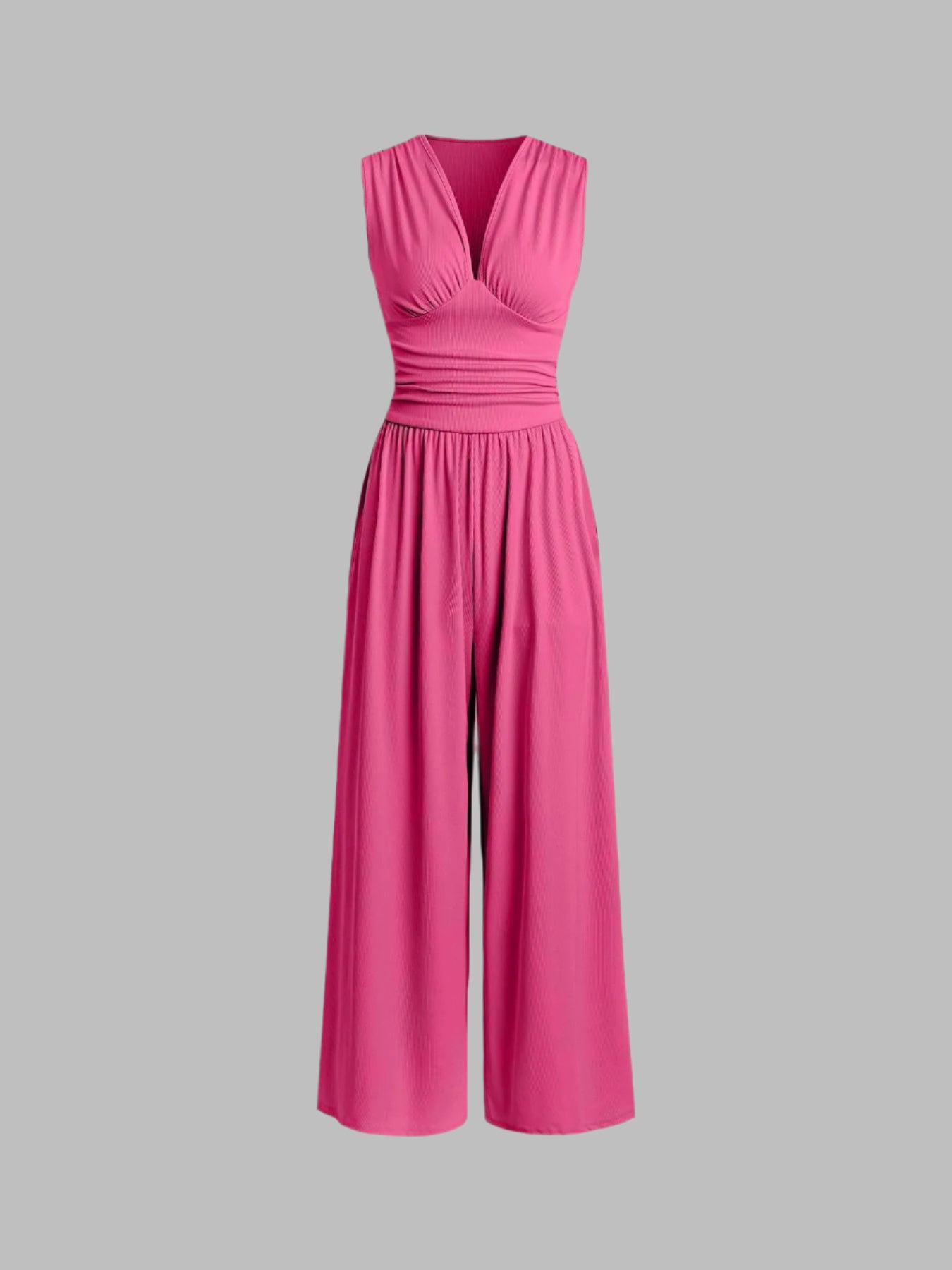 Alessandra | Tuta elegante con scollo a V e gamba ampia