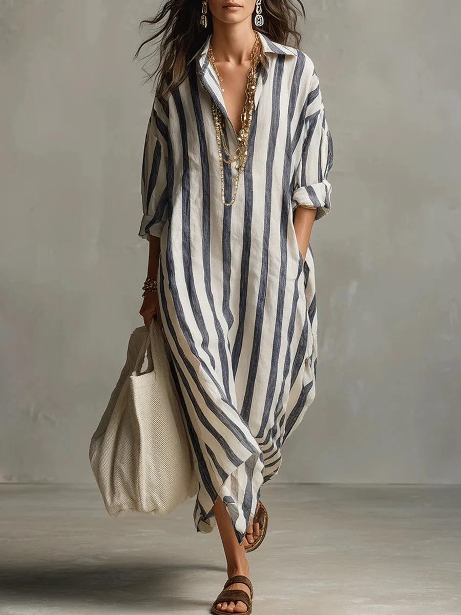 Martina | Abito camicia a righe dalla linea fluida