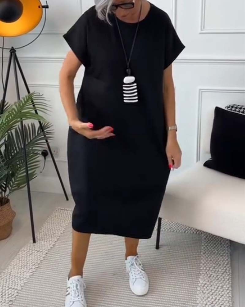 Elisa | Abito midi essenziale con tasche