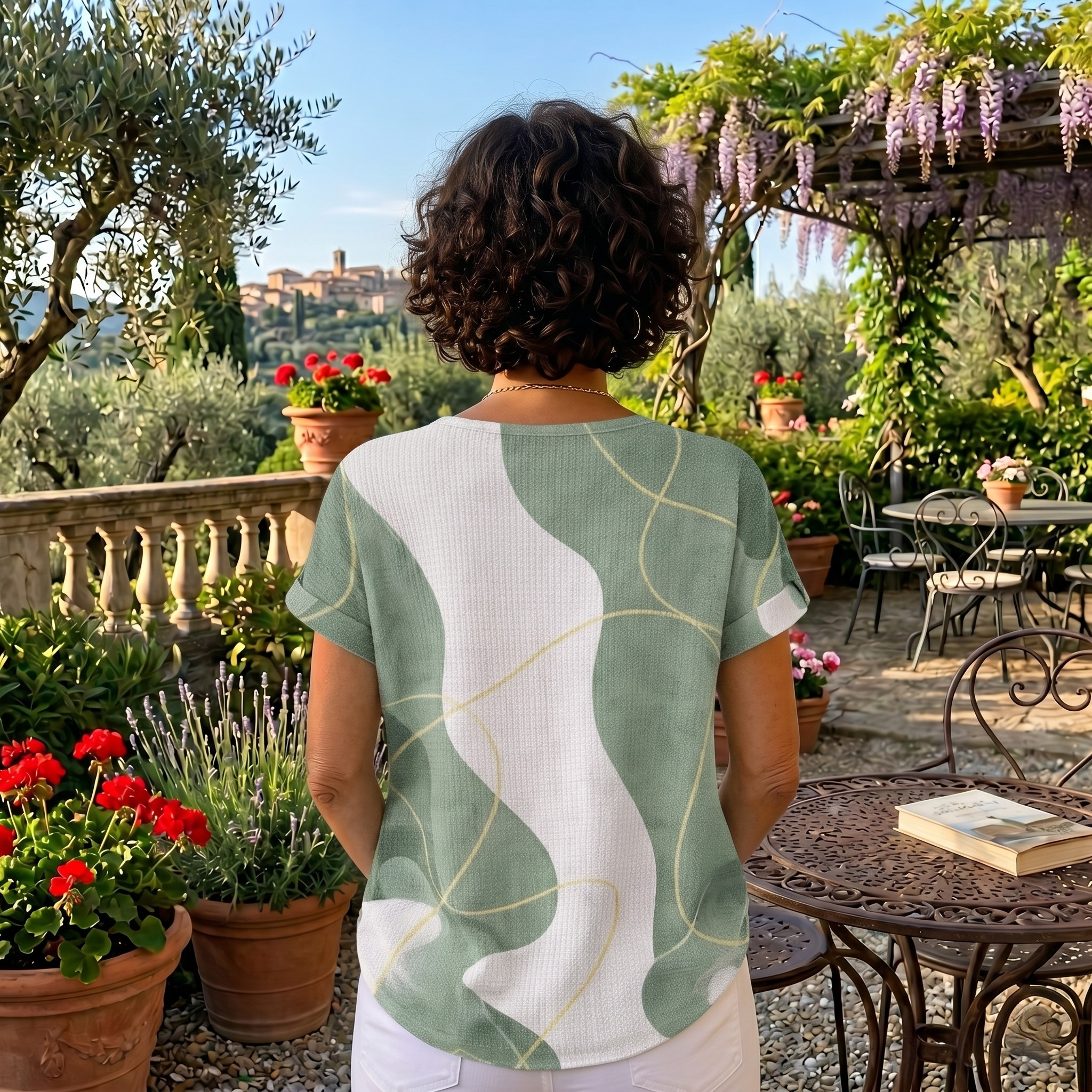 Elvira | Blusa morbida con stampa artistica elegante