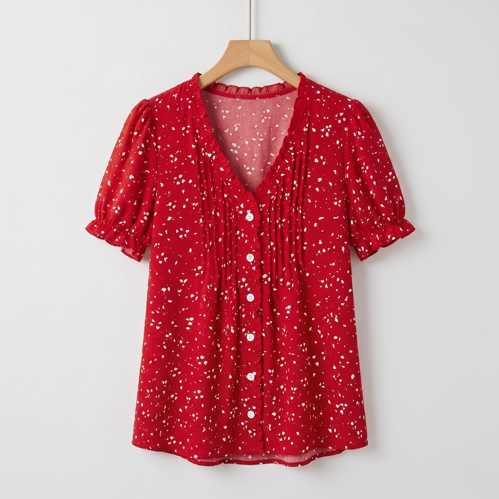 Rosanna | Blusa elegante a pois con bottoni decorativi