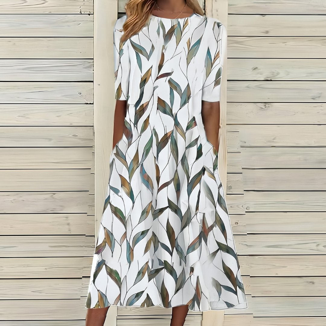 Camilla | Abito midi con stampa floreale delicata