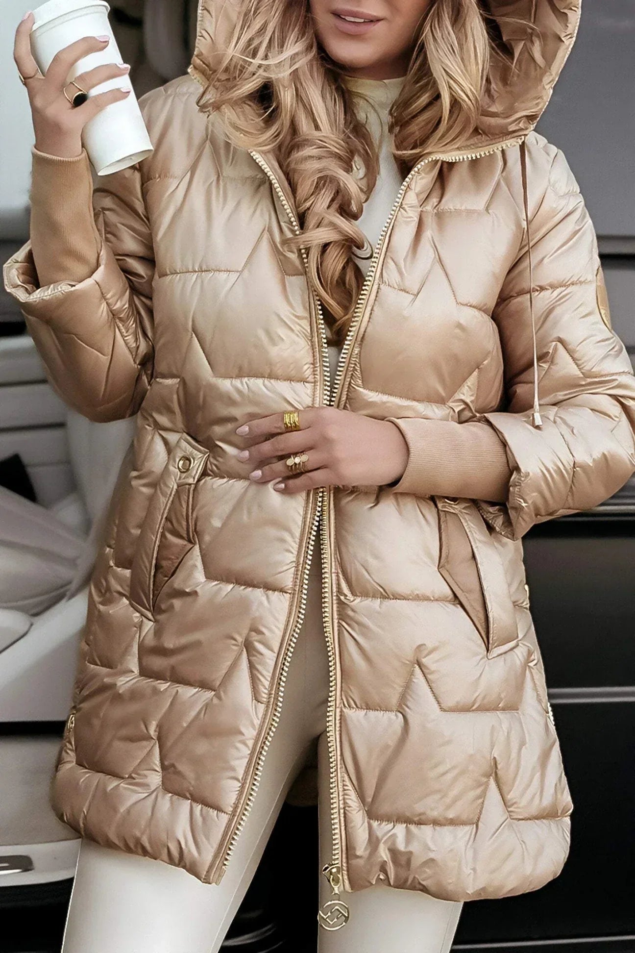 Aurora™ | Cappotto invernale elegante con cappuccio e imbottitura