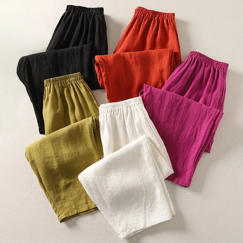 Amalia | Pantaloni fluidi in misto lino