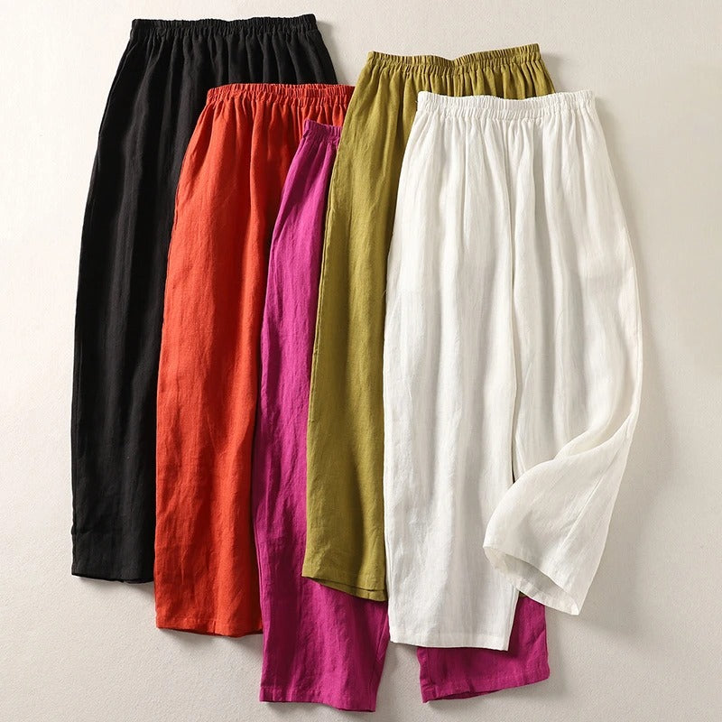 Amalia | Pantaloni fluidi in misto lino