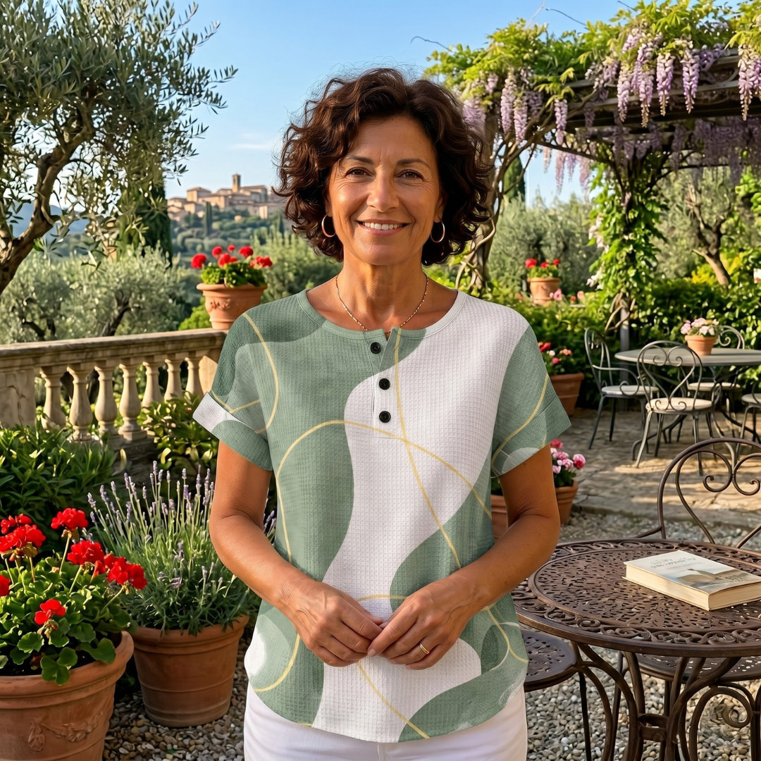 Elvira | Blusa morbida con stampa artistica elegante