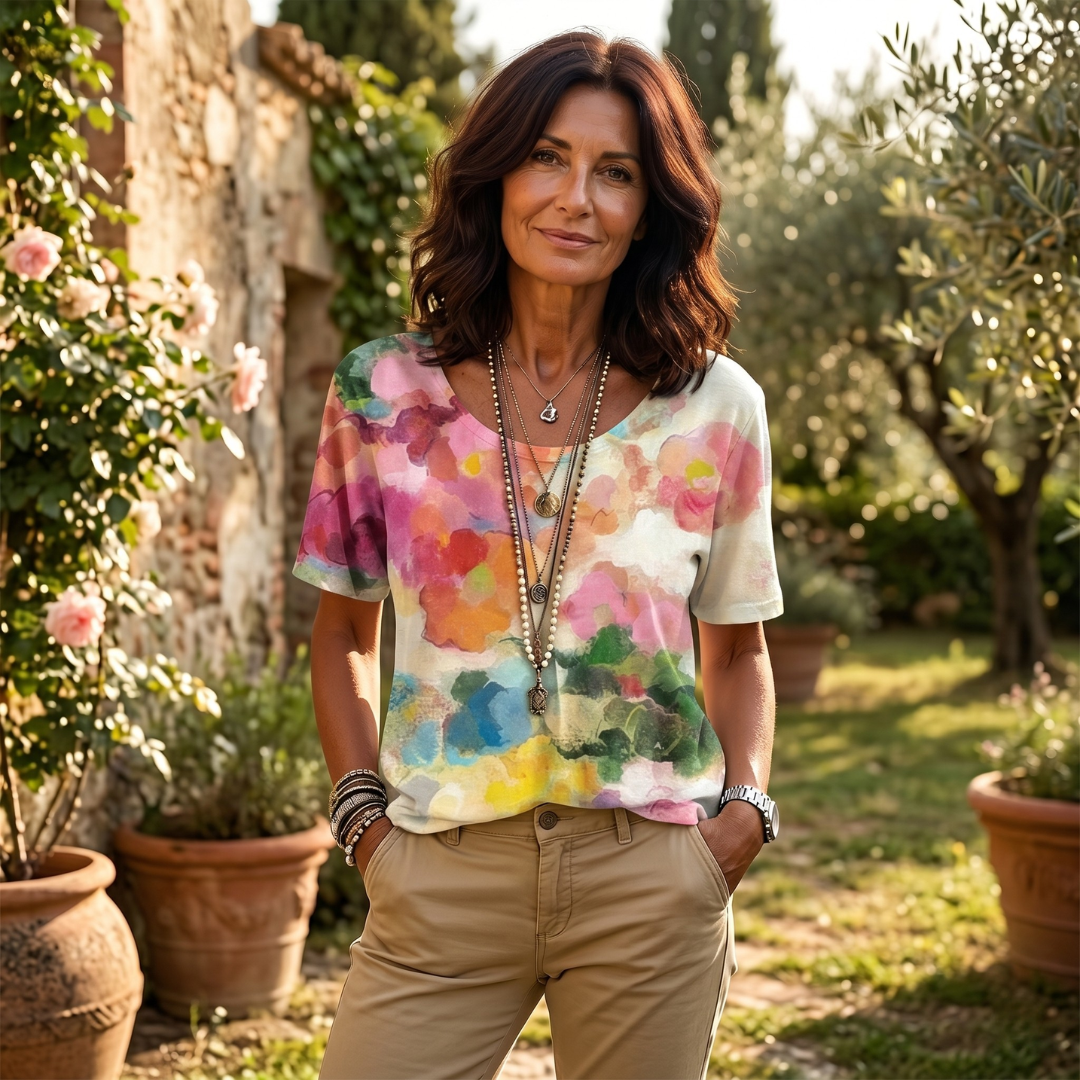 Aurora | Blusa artistica con stampa acquerello