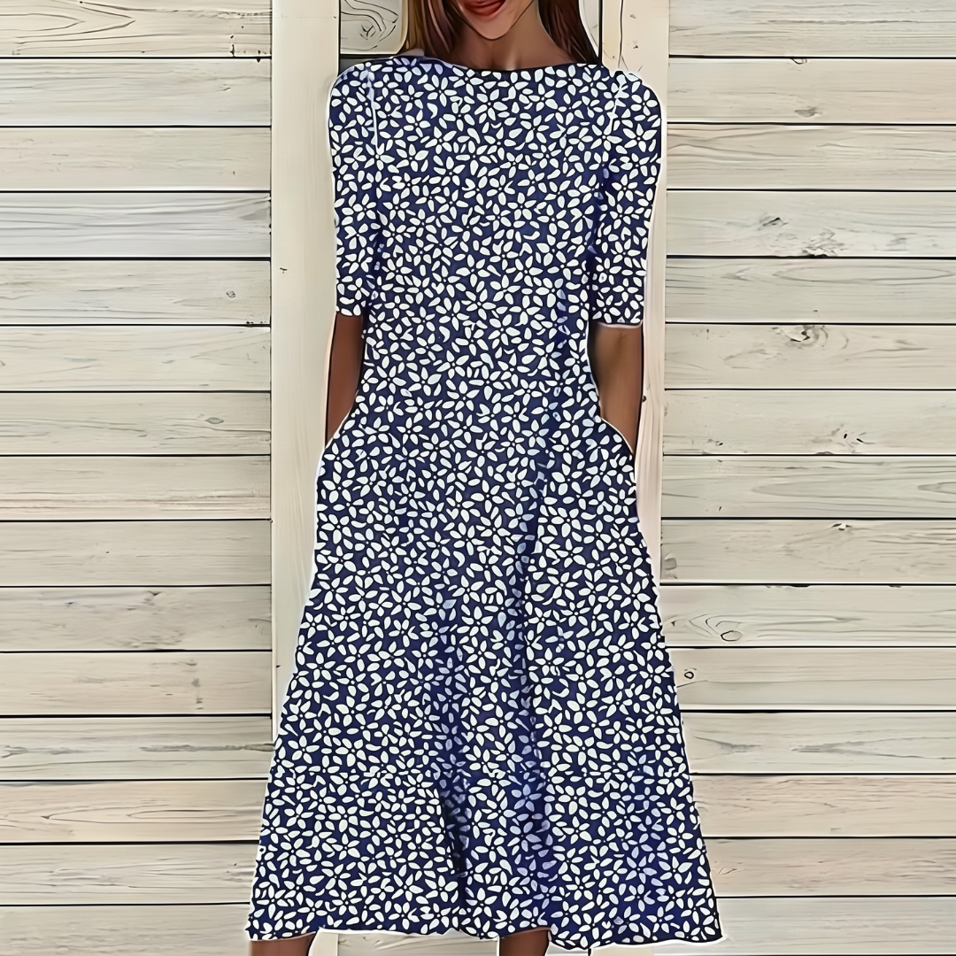 Camilla | Abito midi con stampa floreale delicata