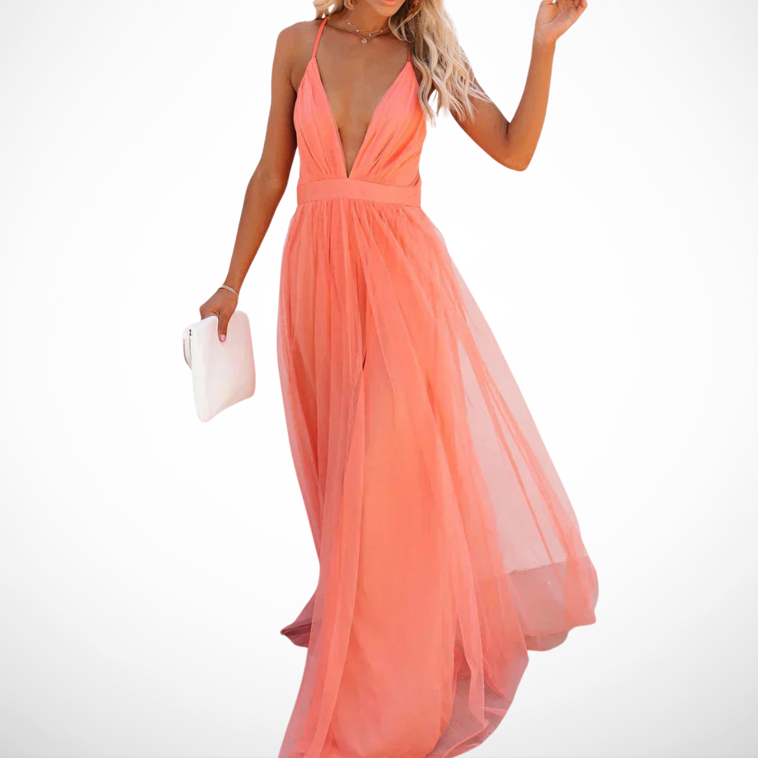 Valentina | Abito maxi fluido con schiena scoperta