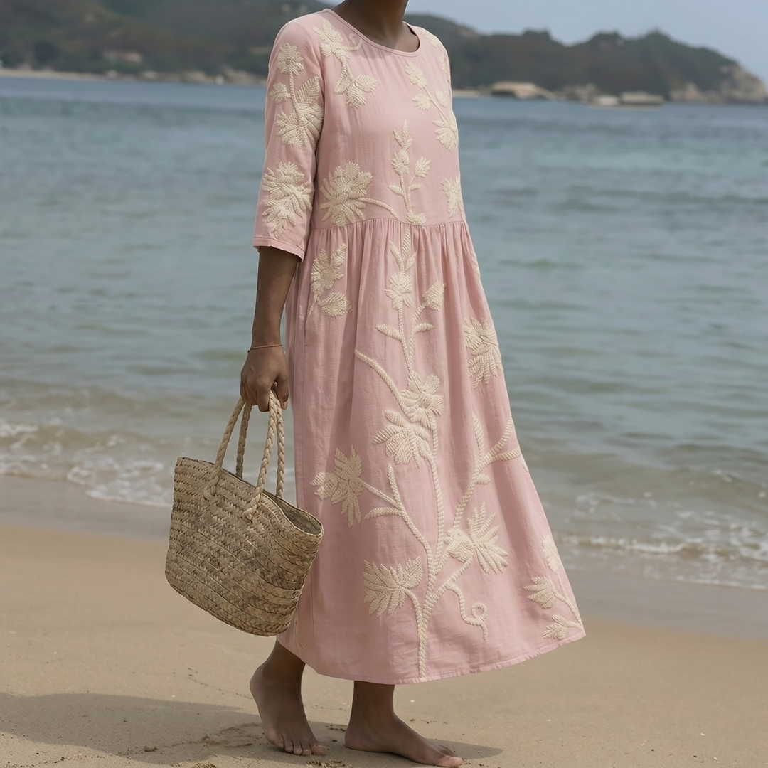 Vittoria | Abito midi con ricami floreali eleganti