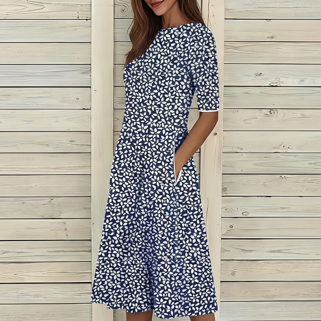 Camilla | Abito midi con stampa floreale delicata