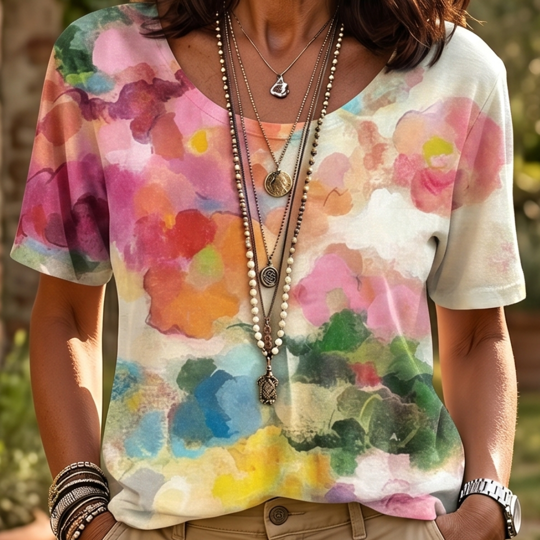 Aurora | Blusa artistica con stampa acquerello