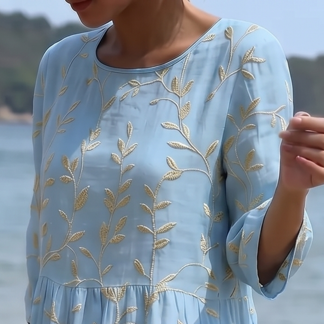 Allegra | Abito midi con ricami botanici eleganti