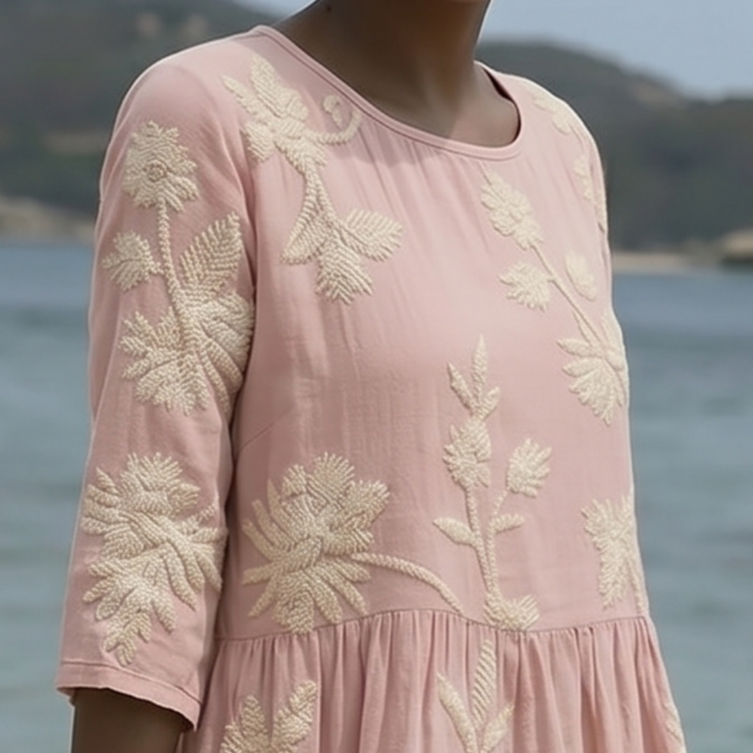 Vittoria | Abito midi con ricami floreali eleganti