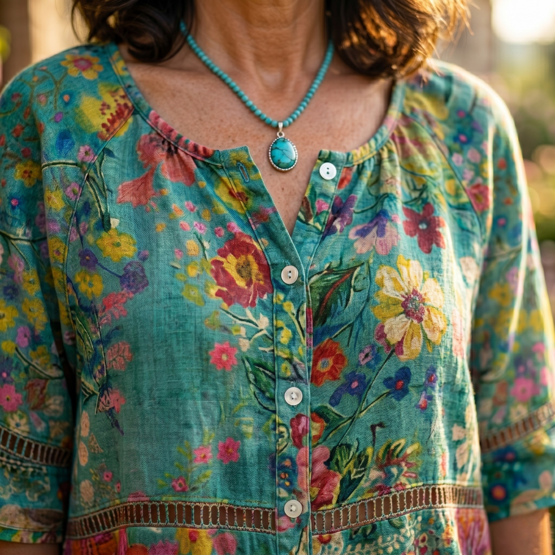 Serena | Blusa elegante con stampa floreale artistica