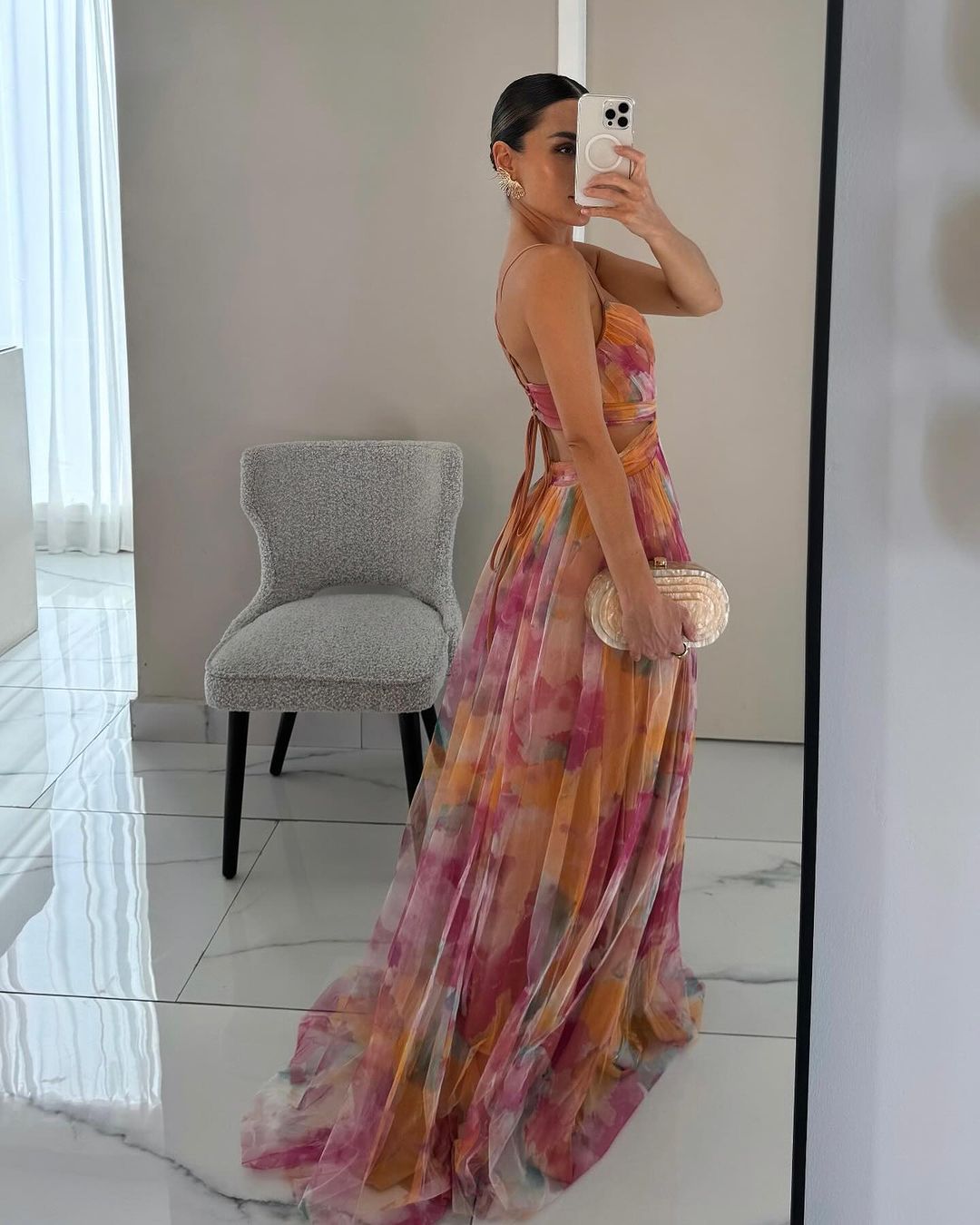 Alessandra | Abito maxi floreale in chiffon