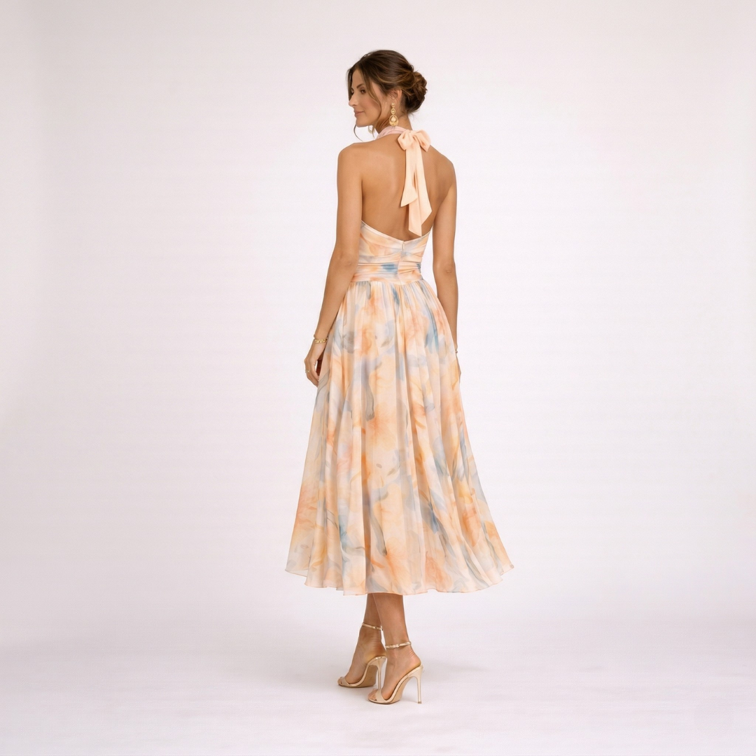 Camilla – Abito halter con stampa ad acquerello