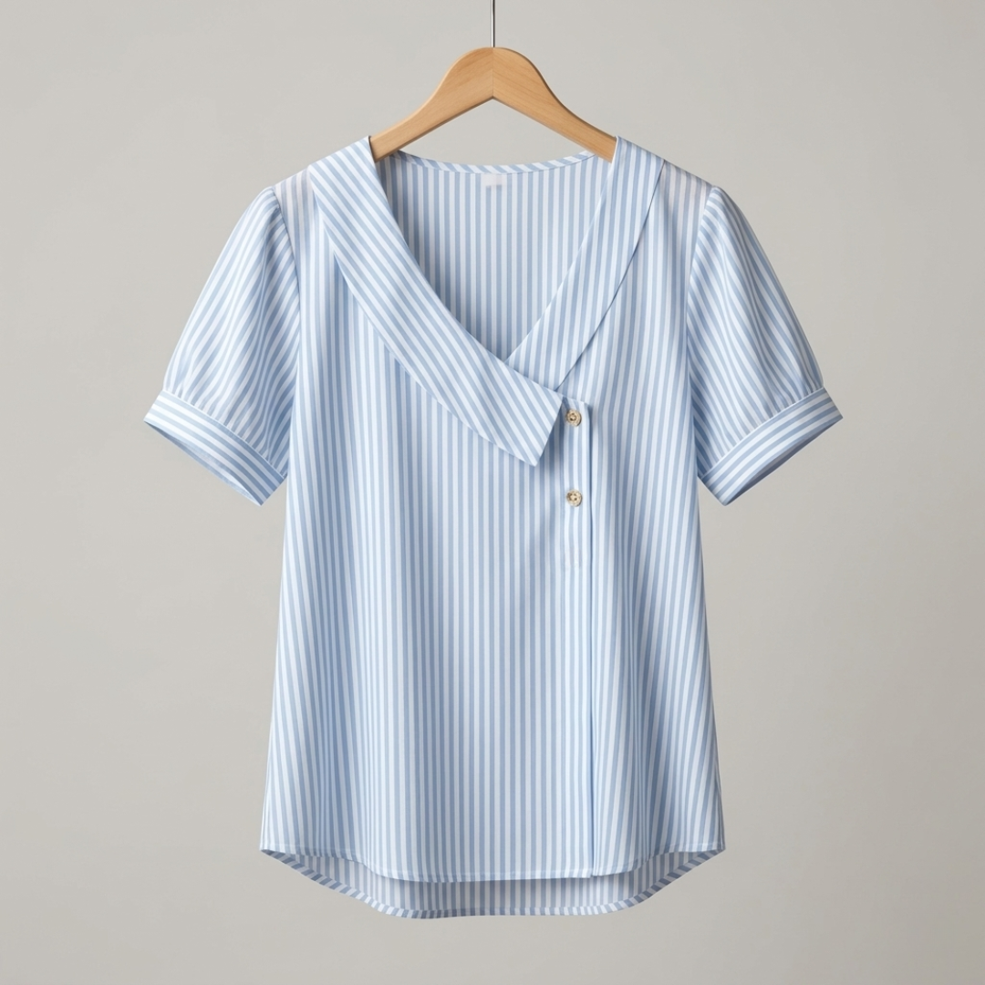 Lucia | Blusa leggera a righe con scollo asimmetrico elegante