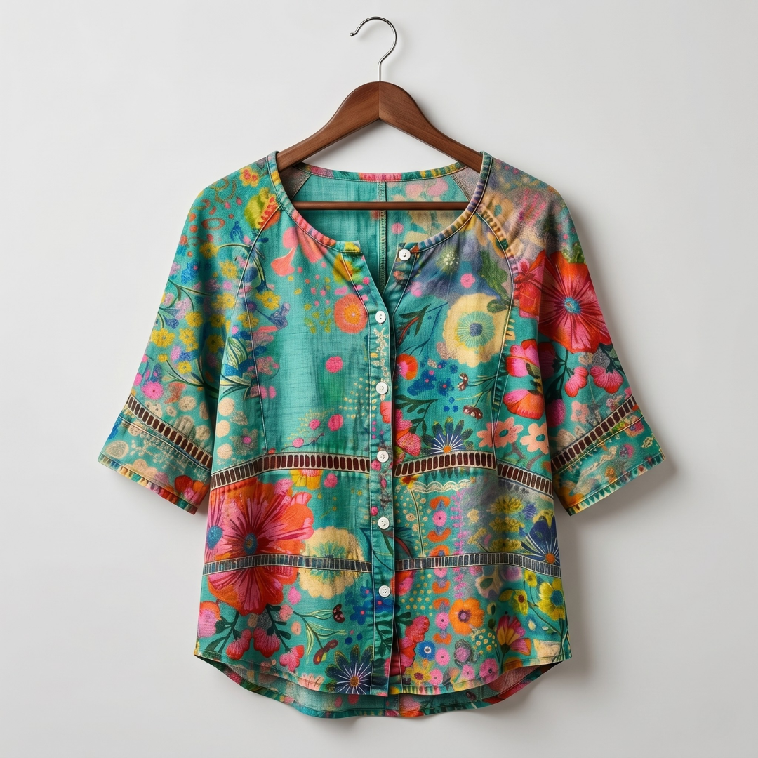 Serena | Blusa elegante con stampa floreale artistica
