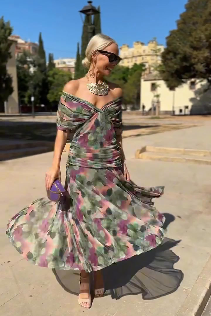 Louise™ – Abito lungo elegante con scollo a V e vestibilità fluida