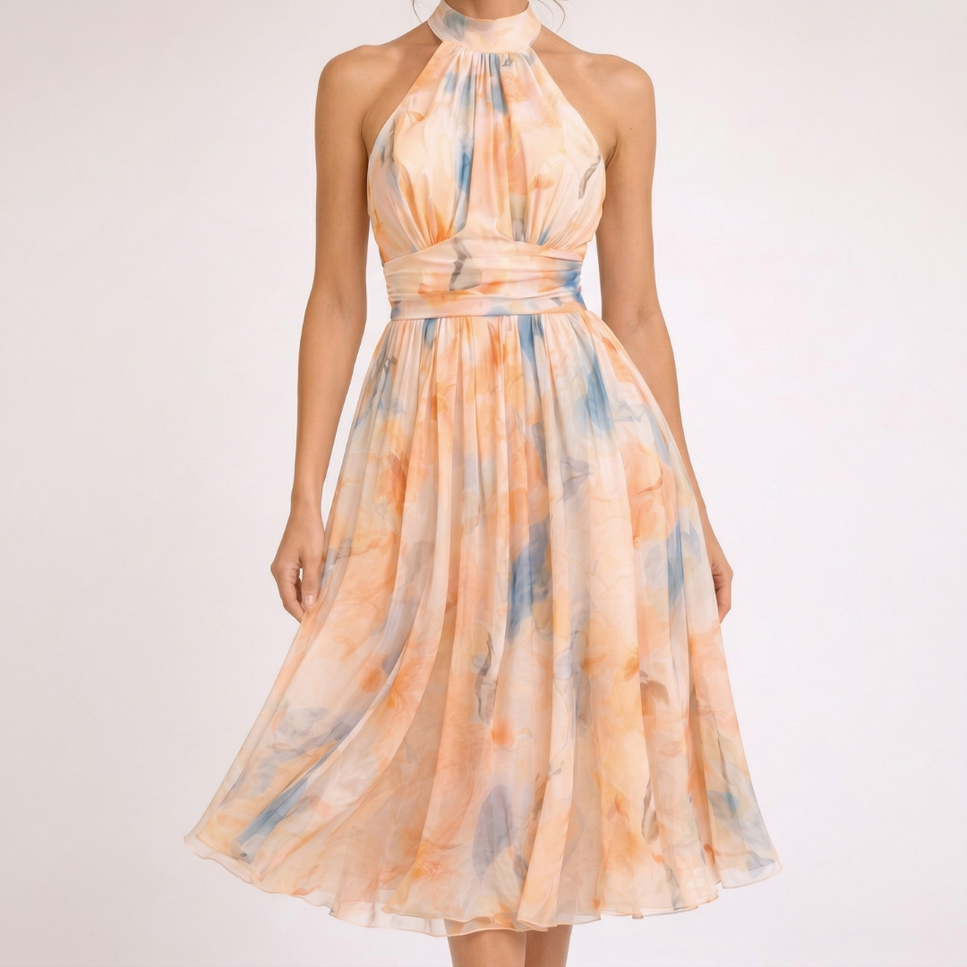Camilla – Abito halter con stampa ad acquerello